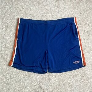 Old Navy Blue and Orange Athletic Shorts with Side Stripes